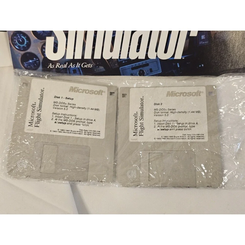 Vintage 1993 Microsoft Home Flight Simulator Computer Prgram W/ Manual